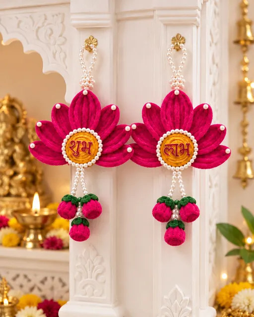Pink lotus Shubh Labh hangings
